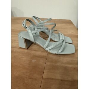 Calvin Klein Korinne Light Blue Patent Strappy Spring Block Heel Sandals 9.5